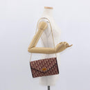 Christian Dior Trotter Canvas Shoulder Bag Red Gold Auth 160882-21