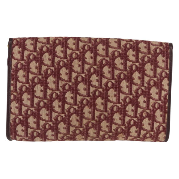 Christian Dior Trotter Canvas Shoulder Bag Red Gold Auth 160882