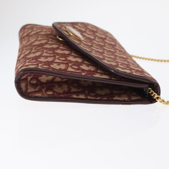 Christian Dior Trotter Canvas Shoulder Bag Red Gold Auth 160882