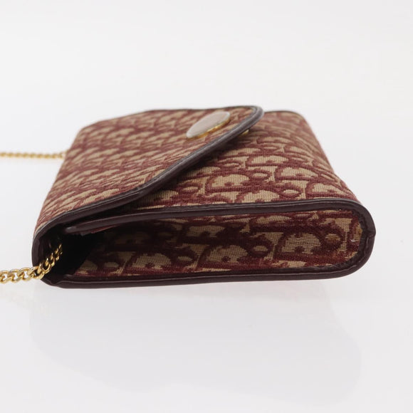 Christian Dior Trotter Canvas Shoulder Bag Red Gold Auth 160882