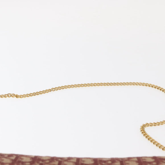 Christian Dior Trotter Canvas Shoulder Bag Red Gold Auth 160882