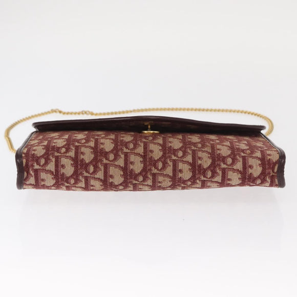 Christian Dior Trotter Canvas Shoulder Bag Red Gold Auth 160882