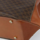 CELINE Macadam Canvas Hand Bag PVC Leather Brown Gold Auth 160884-9