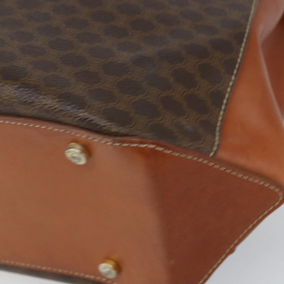 CELINE Macadam Canvas Hand Bag PVC Leather Brown Gold Auth 160884