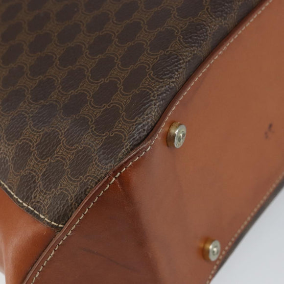 CELINE Macadam Canvas Hand Bag PVC Leather Brown Gold Auth 160884