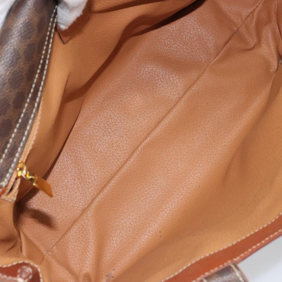 CELINE Macadam Canvas Hand Bag PVC Leather Brown Gold Auth 160884