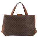 CELINE Macadam Canvas Hand Bag PVC Leather Brown Gold Auth 160884-13