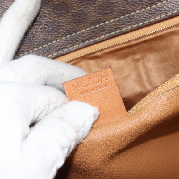 CELINE Macadam Canvas Hand Bag PVC Leather Brown Gold Auth 160884