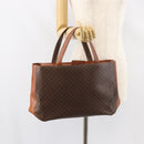 CELINE Macadam Canvas Hand Bag PVC Leather Brown Gold Auth 160884-22