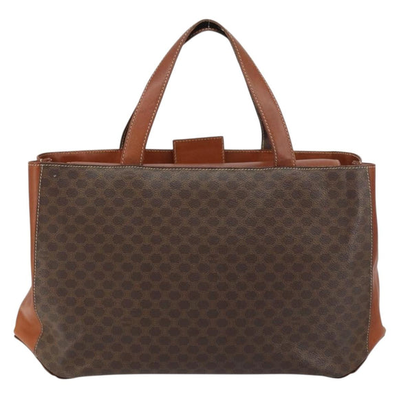 CELINE Macadam Canvas Hand Bag PVC Leather Brown Gold Auth 160884