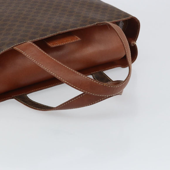 CELINE Macadam Canvas Hand Bag PVC Leather Brown Gold Auth 160884
