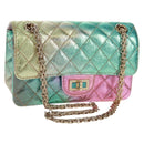 CHANEL 2.55 Matelasse 20 Chain Bag Leather Multicolor Gold CC Auth 160885SAM-1