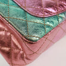 CHANEL 2.55 Matelasse 20 Chain Bag Leather Multicolor Gold CC Auth 160885SAM-14