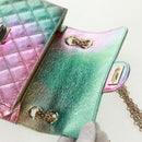 CHANEL 2.55 Matelasse 20 Chain Bag Leather Multicolor Gold CC Auth 160885SAM-17