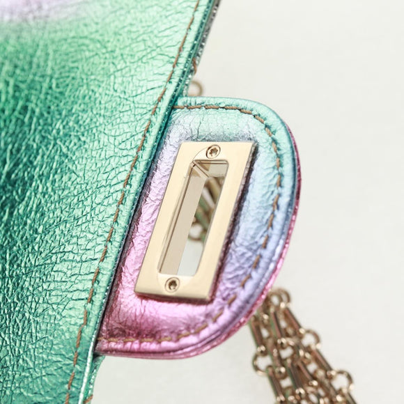 CHANEL 2.55 Matelasse 20 Chain Bag Leather Multicolor Gold CC Auth 160885SAM