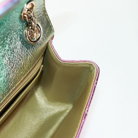 CHANEL 2.55 Matelasse 20 Chain Bag Leather Multicolor Gold CC Auth 160885SAM