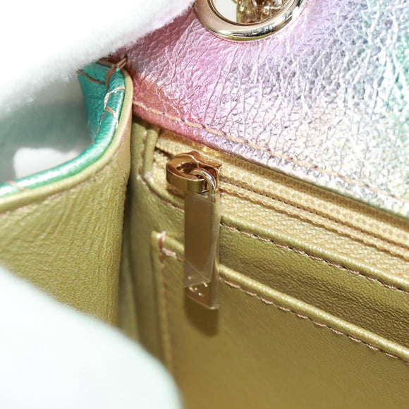 CHANEL 2.55 Matelasse 20 Chain Bag Leather Multicolor Gold CC Auth 160885SAM