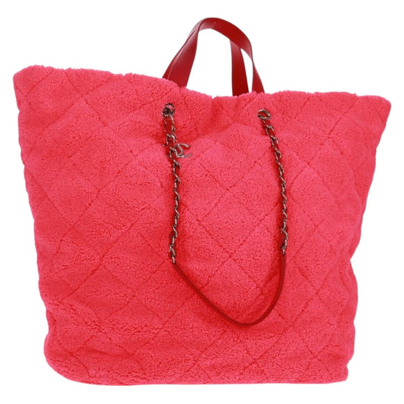 CHANEL Matelasse Chain Shoulder Bag Pile 2way Pink Silver CC Auth 160891SAV