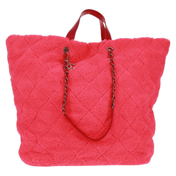 CHANEL Matelasse Chain Shoulder Bag Pile 2way Pink Silver CC Auth 160891SAV