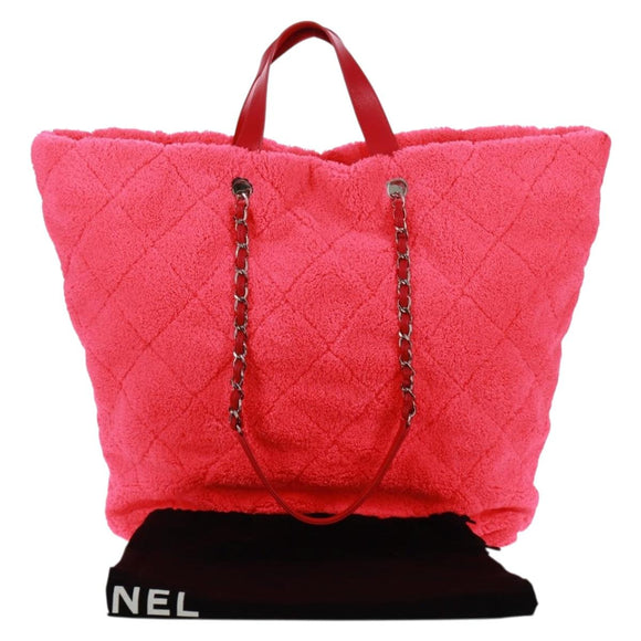 CHANEL Matelasse Chain Shoulder Bag Pile 2way Pink Silver CC Auth 160891SAV