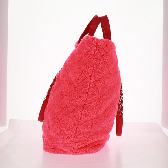 CHANEL Matelasse Chain Shoulder Bag Pile 2way Pink Silver CC Auth 160891SAV