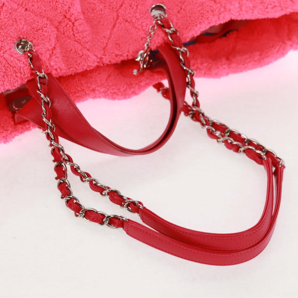 CHANEL Matelasse Chain Shoulder Bag Pile 2way Pink Silver CC Auth 160891SAV