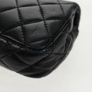 CHANEL Mini Matelasse 14 Chain Bag Lamb Skin Black Gold CC Auth 160892SAM-19