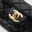 CHANEL Mini Matelasse 14 Chain Bag Lamb Skin Black Gold CC Auth 160892SAM-20