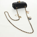 CHANEL Mini Matelasse 14 Chain Bag Lamb Skin Black Gold CC Auth 160892SAM-7