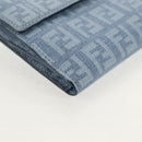 FENDI Zucchino Canvas Compact Wallet Light Blue Gold Auth 160896M-16