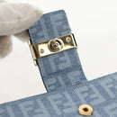 FENDI Zucchino Canvas Compact Wallet Light Blue Gold Auth 160896M-21