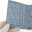 FENDI Zucchino Canvas Compact Wallet Light Blue Gold Auth 160896M-8