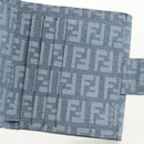 FENDI Zucchino Canvas Compact Wallet Light Blue Gold Auth 160896M-9