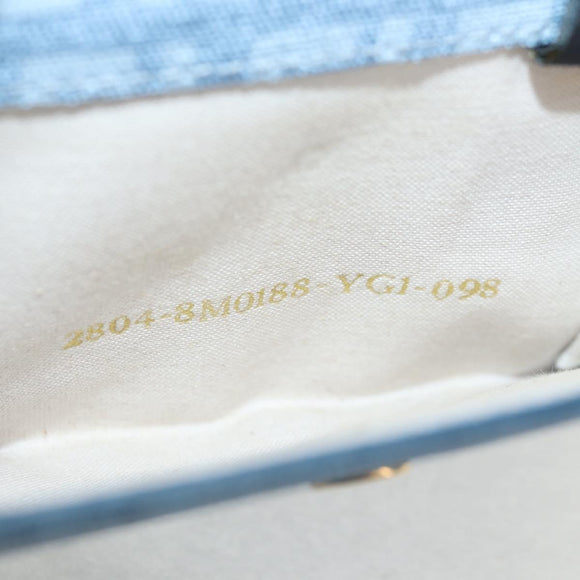 FENDI Zucchino Canvas Compact Wallet Light Blue Gold Auth 160896M