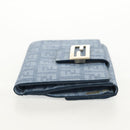 FENDI Zucchino Canvas Compact Wallet Light Blue Gold Auth 160896M-4