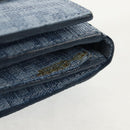 FENDI Zucchino Canvas Compact Wallet Light Blue Gold Auth 160896M-5