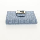 FENDI Zucchino Canvas Compact Wallet Light Blue Gold Auth 160896M-7