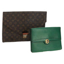 LOUIS VUITTON Monogram Epi Clutch Bag 2 Set Green LV Auth 160906-1