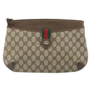 GUCCI GG Supreme Web Sherry Line Bag PVC Beige Gold 904 02 026 Auth 160917-13