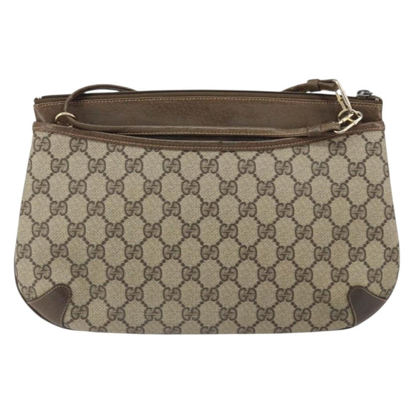 GUCCI GG Supreme Web Sherry Line Bag PVC Beige Gold 904 02 026 Auth 160917