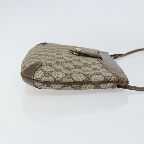 GUCCI GG Supreme Web Sherry Line Bag PVC Beige Gold 904 02 026 Auth 160917