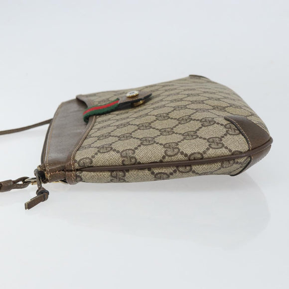 GUCCI GG Supreme Web Sherry Line Bag PVC Beige Gold 904 02 026 Auth 160917