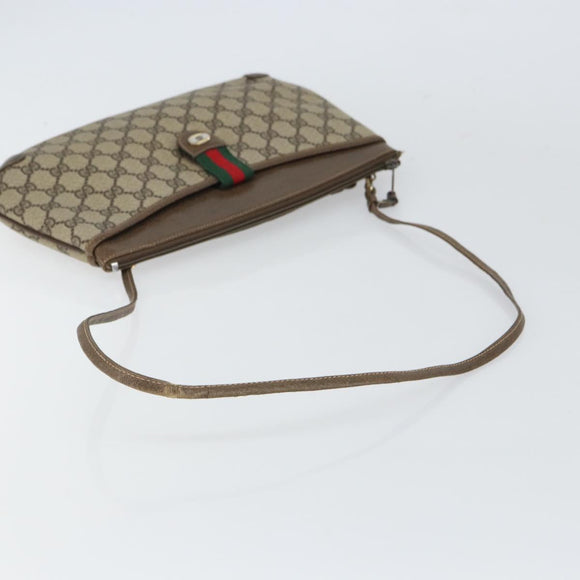 GUCCI GG Supreme Web Sherry Line Bag PVC Beige Gold 904 02 026 Auth 160917