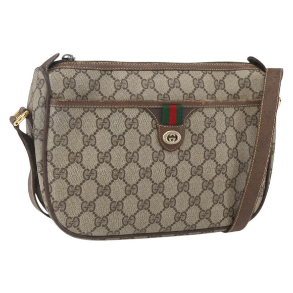 GUCCI GG Supreme Web Sherry Line Shoulder Bag PVC Beige 89 02 077 Auth 160926