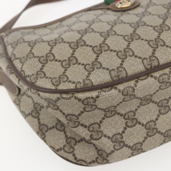 GUCCI GG Supreme Web Sherry Line Shoulder Bag PVC Beige 89 02 077 Auth 160926