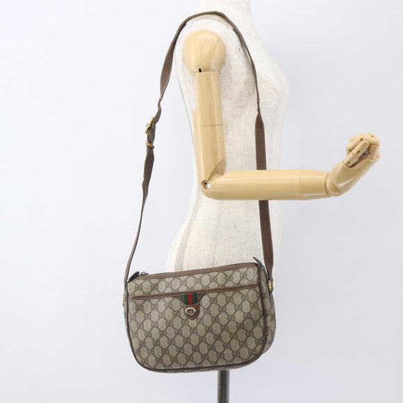 GUCCI GG Supreme Web Sherry Line Shoulder Bag PVC Beige 89 02 077 Auth 160926
