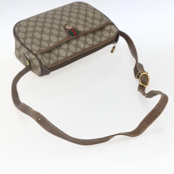 GUCCI GG Supreme Web Sherry Line Shoulder Bag PVC Beige 89 02 077 Auth 160926