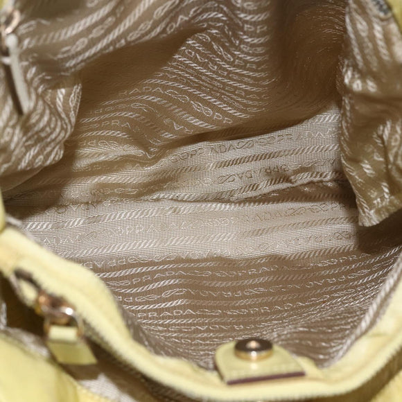 PRADA Tote Bag Nylon Yellow Gold Auth 160930