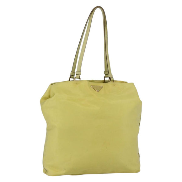 PRADA Tote Bag Nylon Yellow Gold Auth 160930