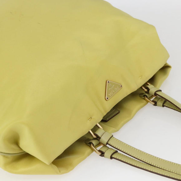 PRADA Tote Bag Nylon Yellow Gold Auth 160930